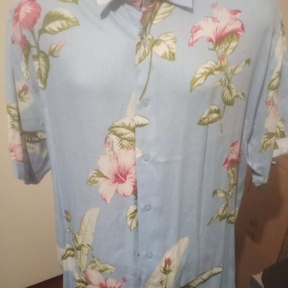 Cubavera Floral Hawaiian Tropical Casual Short Sleeve Shirt Men XL Rayon button